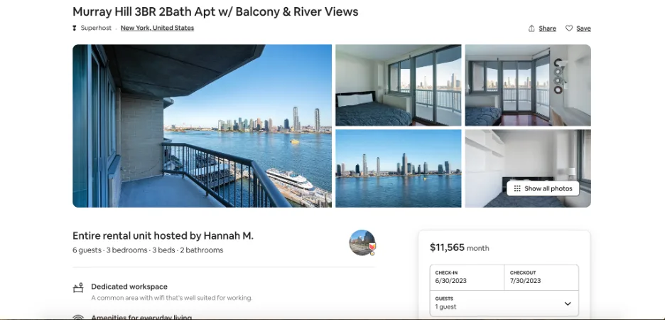 Airbnb product page details 