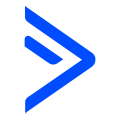 Blue arrow logo design on white background