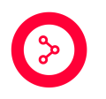 Red share icon on a black background